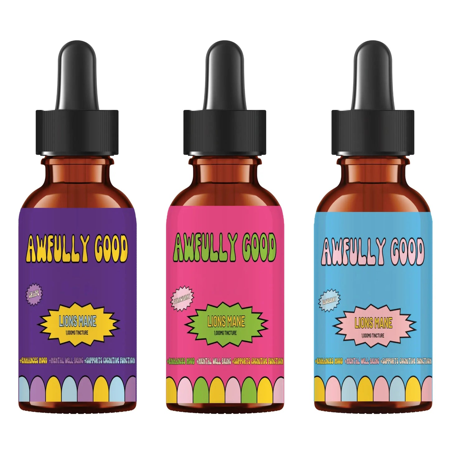 3-Pack of Flavored Lion's Mane Tinctures awfullygoodco