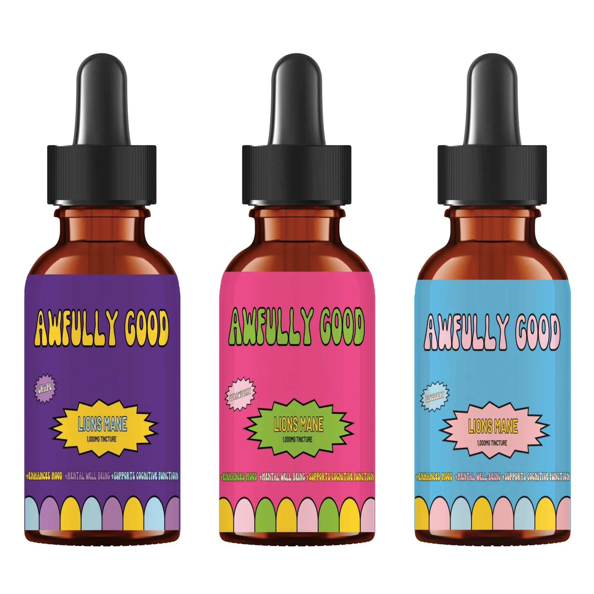 3-Pack of Flavored Lion's Mane Tinctures awfullygoodco