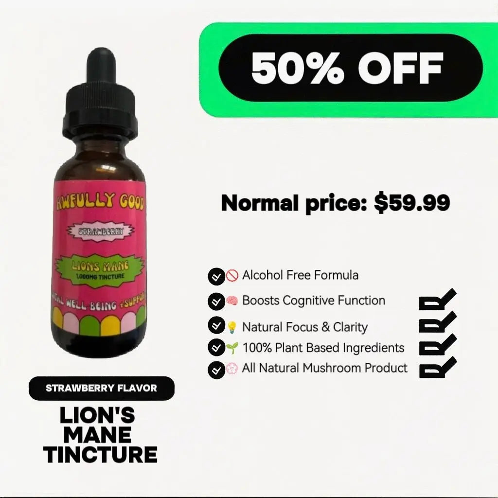 Lion's Mane Tincture (Strawberry Flavor) awfullygoodco